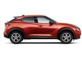 Side profile of Nissan Juke in Flame Red